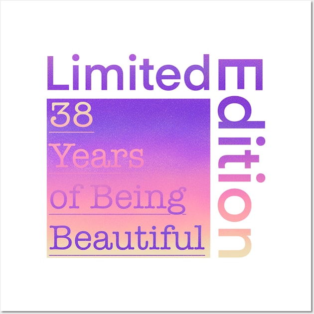 38 Year Old Gift Gradient Limited Edition 38th Retro Birthday Wall Art by Designora